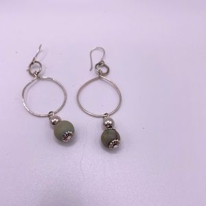 NEW Semi-precious, hammered hoop drop earrings Handmade, bohemian, vintage